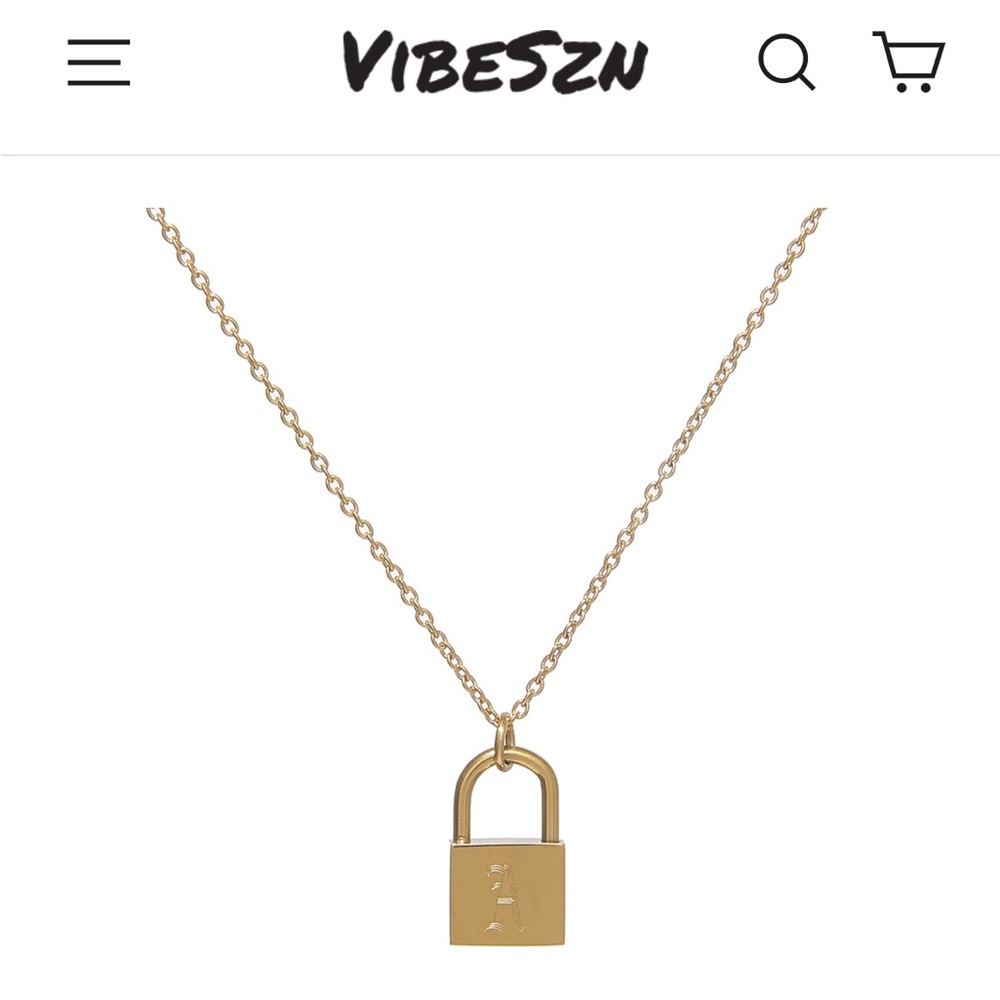 VibeSzn Old English Lock Necklace Gold Plated Stainless Steel Tarnish Free 18”